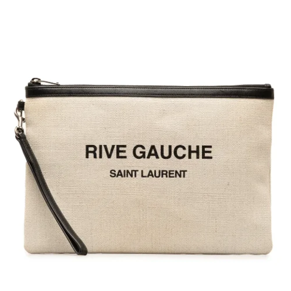 Yves Saint Laurent Vintage Pre-owned Canvas clutches White Dames