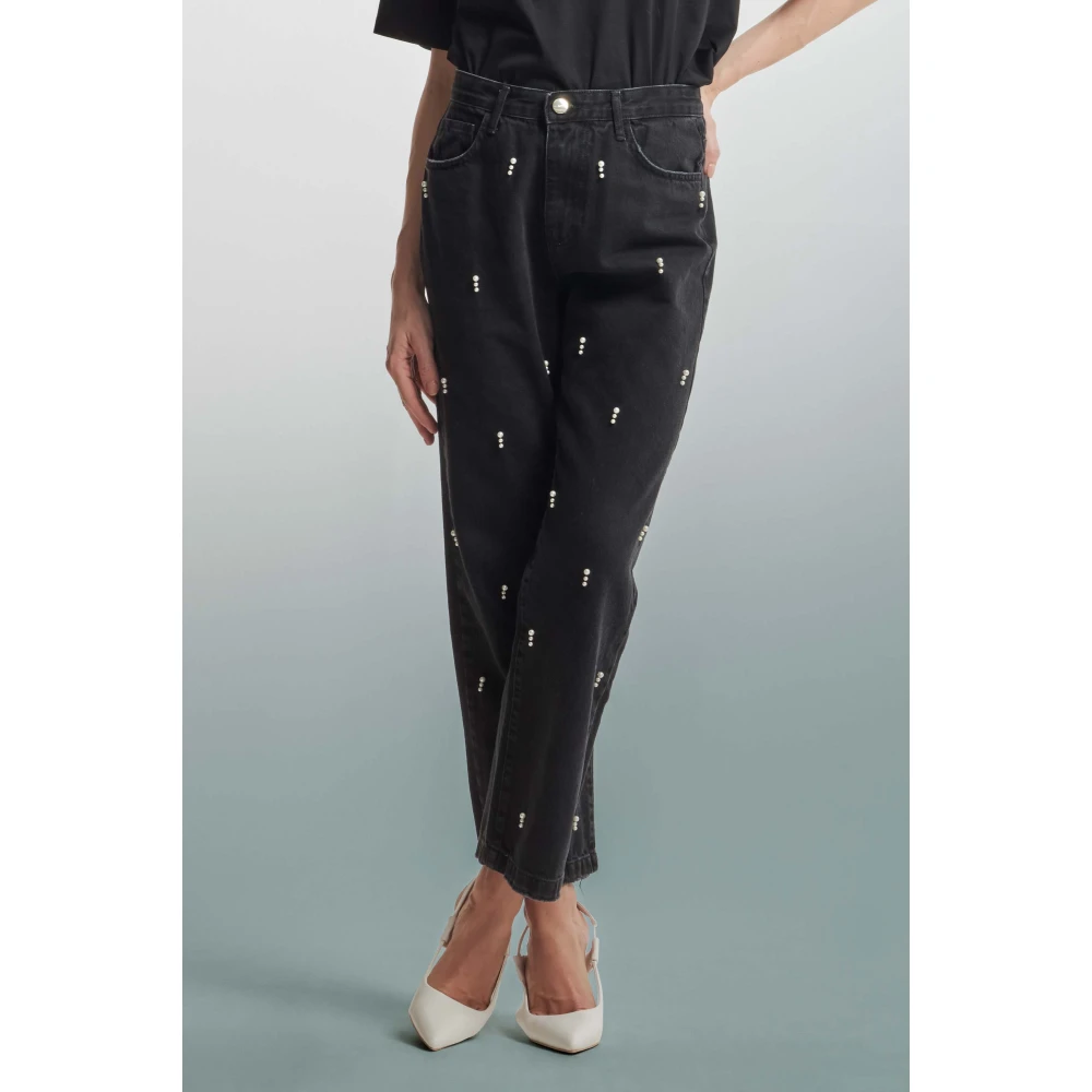 Kocca Jeans met kralen details Black Dames