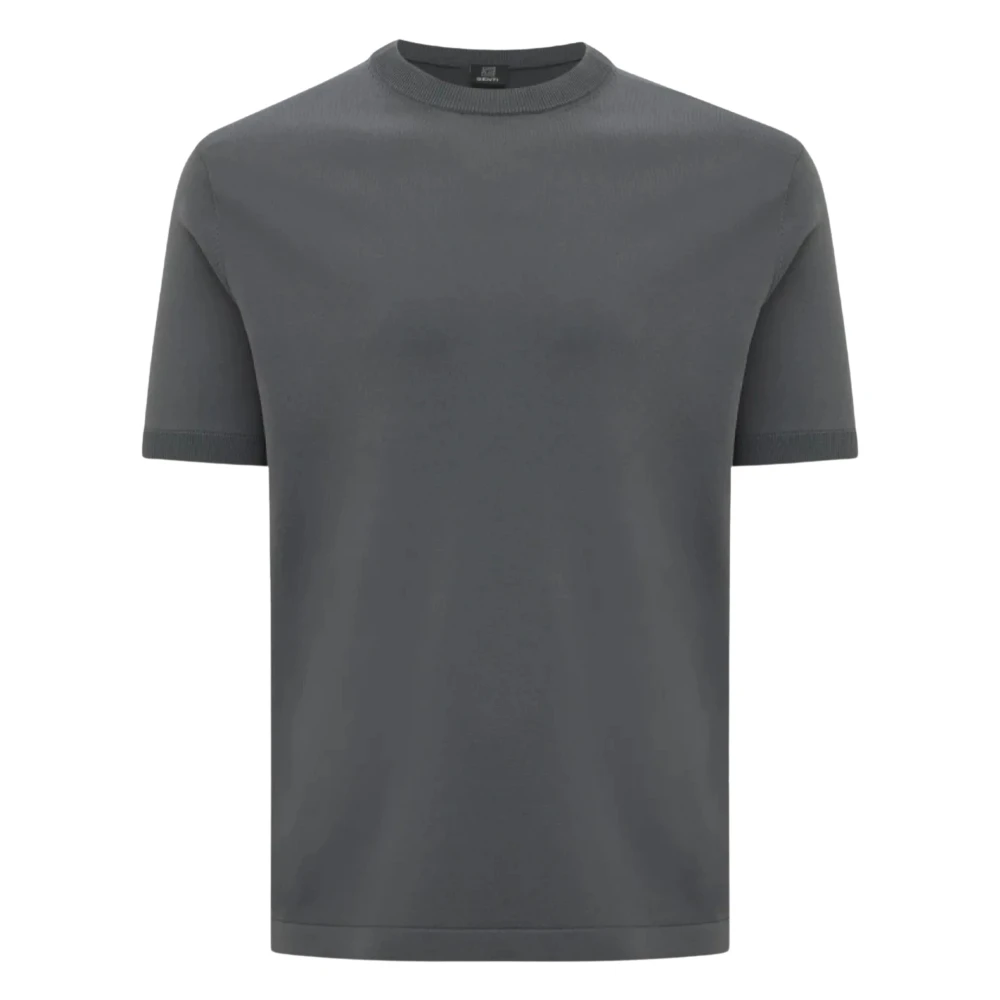 Genti Men's Gray Round Neck Ss T-Shirt - T-Shirts - L - Tops