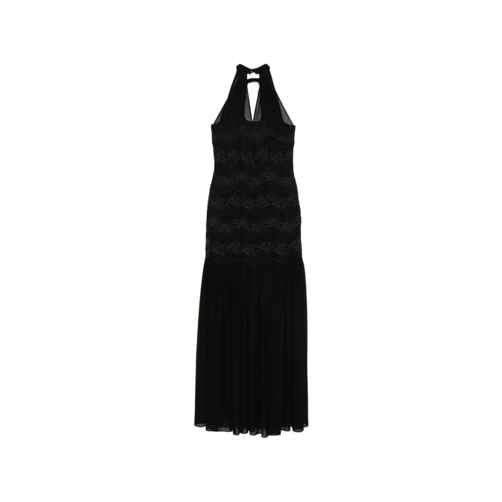 Twinset Women's Black Gowns, M, Pleated Georgette Dress