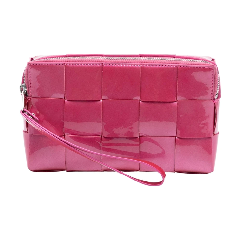 Bottega Veneta Vintage Women's Pink Pre-Owned Woven Zip Pouch
