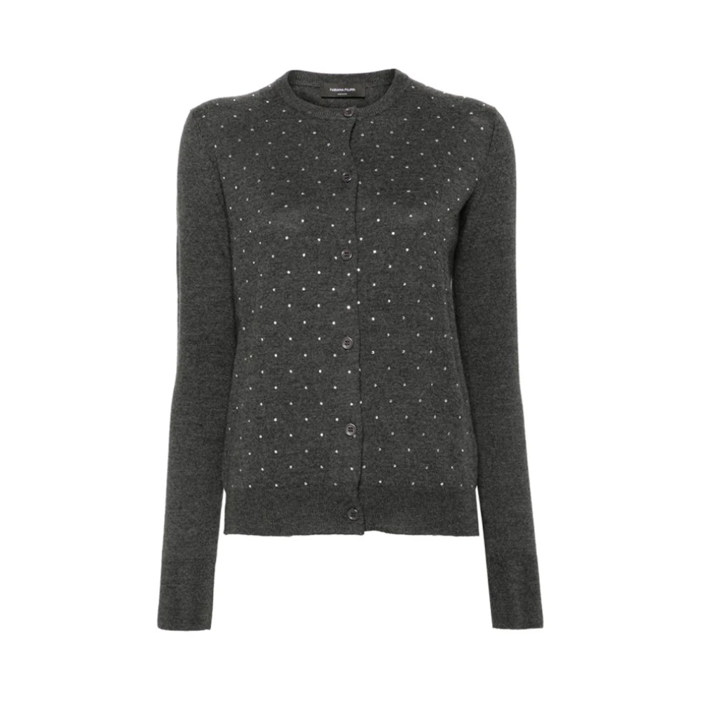 Fabiana Filippi Kristalversierde Merinowol Vest Gray Dames