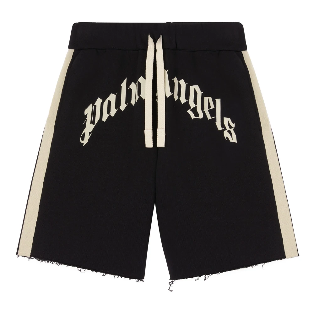 Palm Angels Gebogen Logo Track Sweatshorts Black Heren