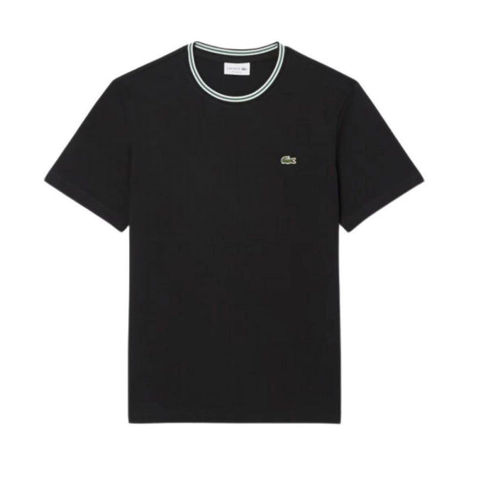 Lacoste Zwarte Ringer Tee Shirt Black Heren