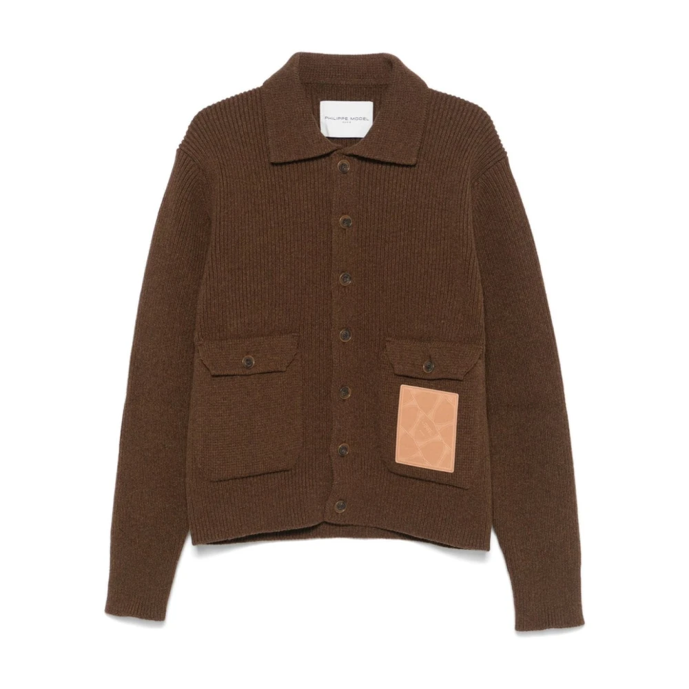 Philippe Model Bruine Wollen Ribgebreide Jas Brown Heren