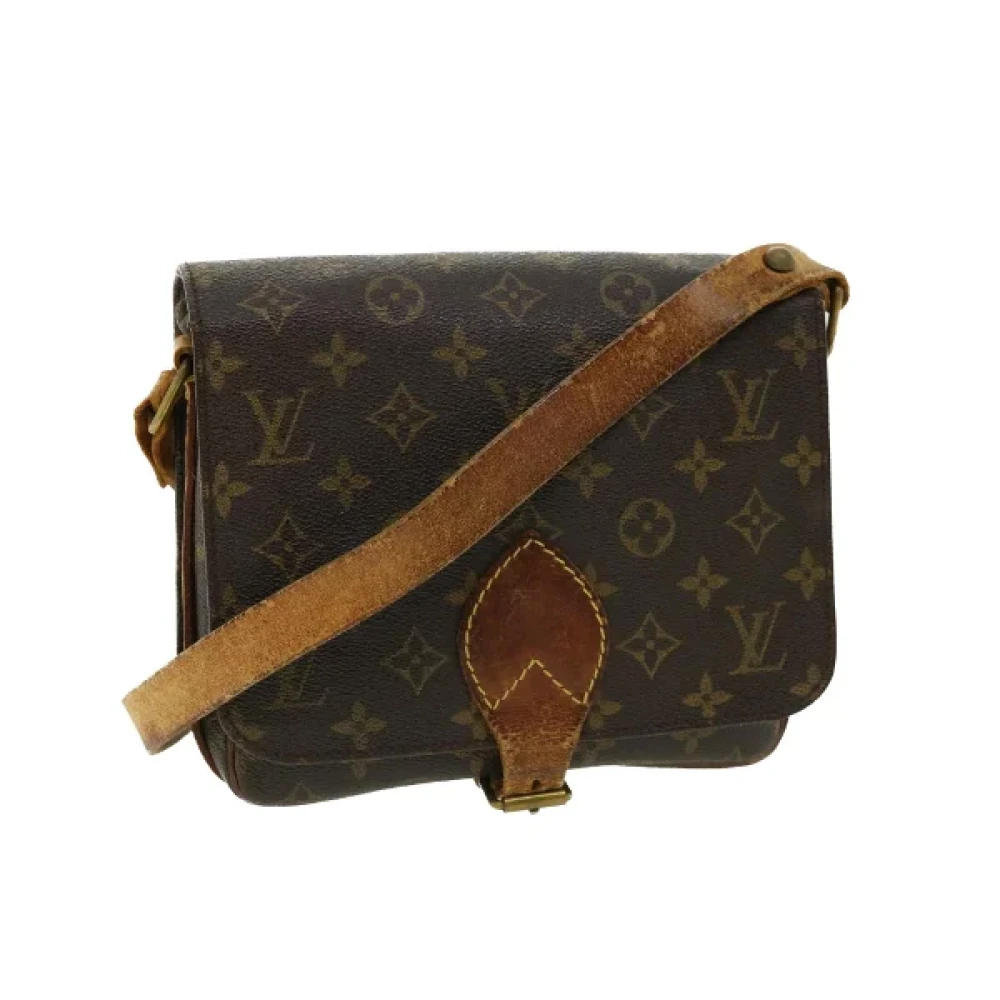 Louis Vuitton Vintage Coach Beige Bruin Zwart Canvas Schoudertas Brown Dames