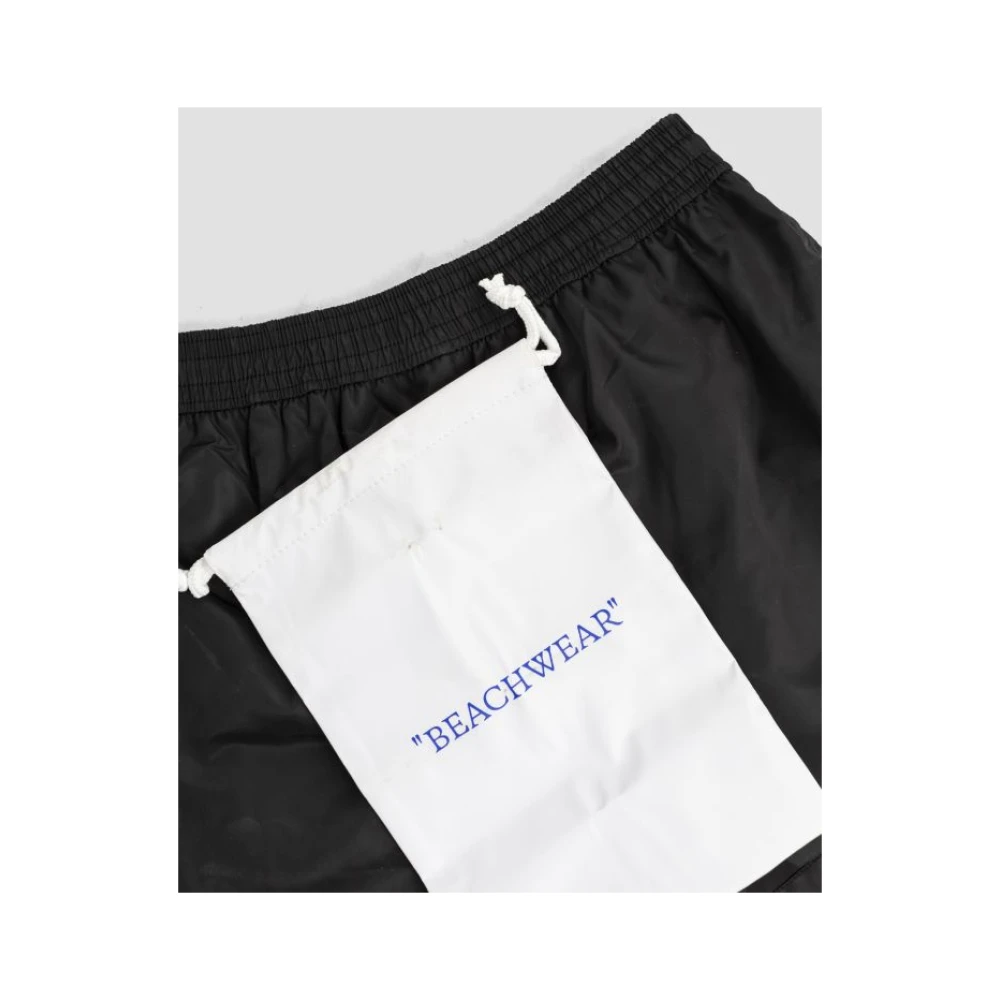 Off White Zwarte zwemshort met wit logo Black Heren