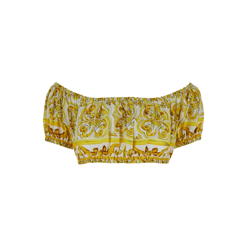 Dolce & Gabbana Gele Maiolica Crop Top Yellow Dames