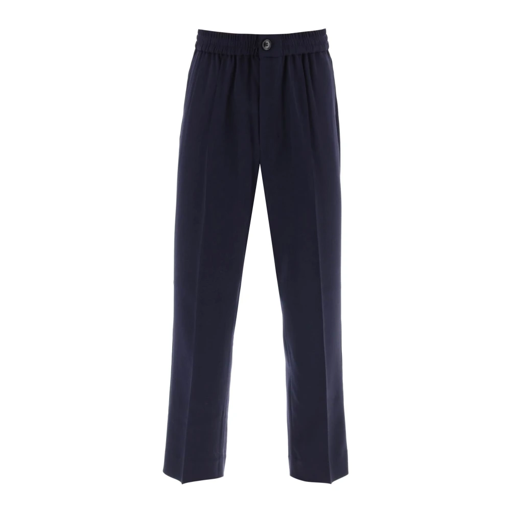 Ami Paris Luchtige broek met elastische taille van viscose en wol Blue Heren