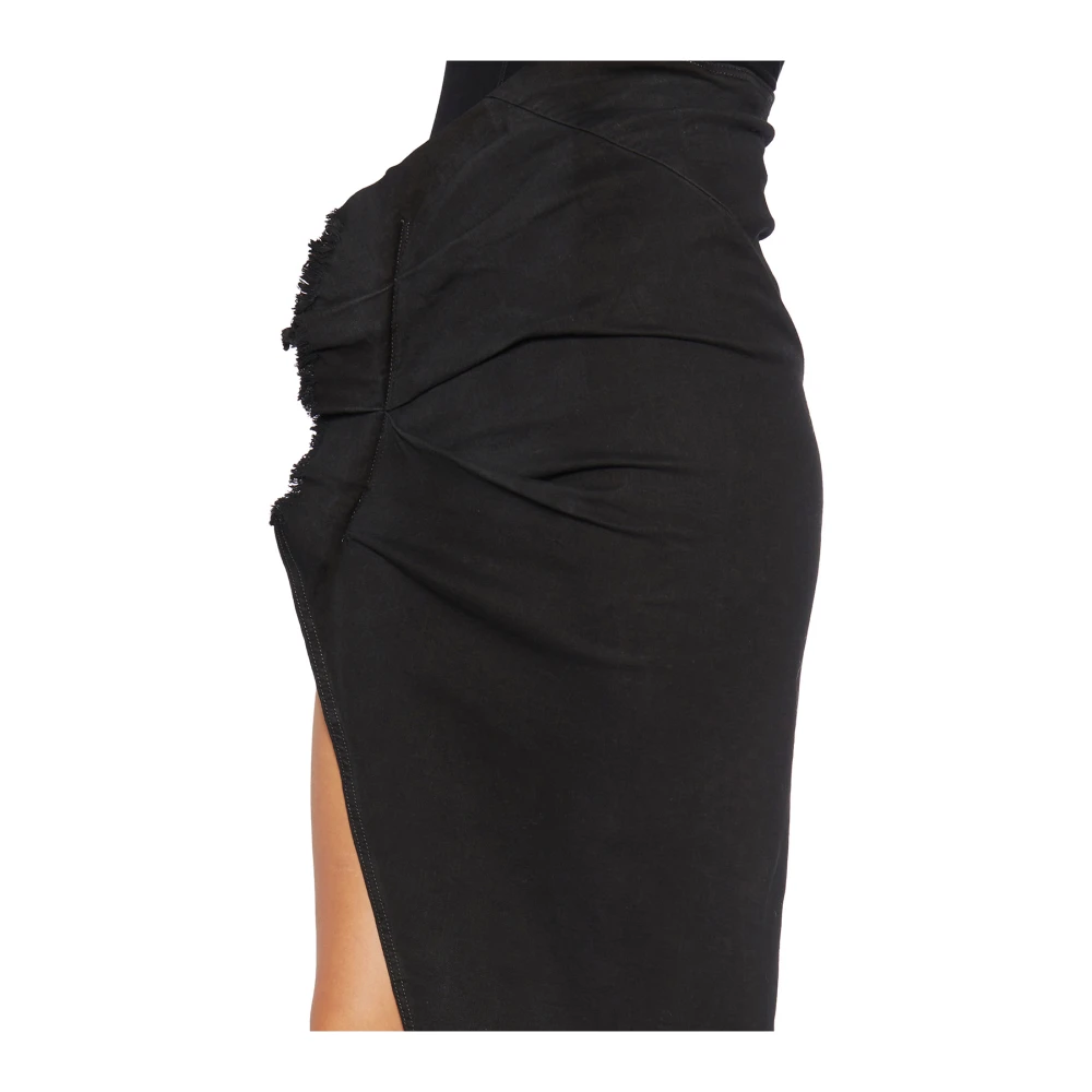 Rick Owens Denim Kokerrok Black Dames