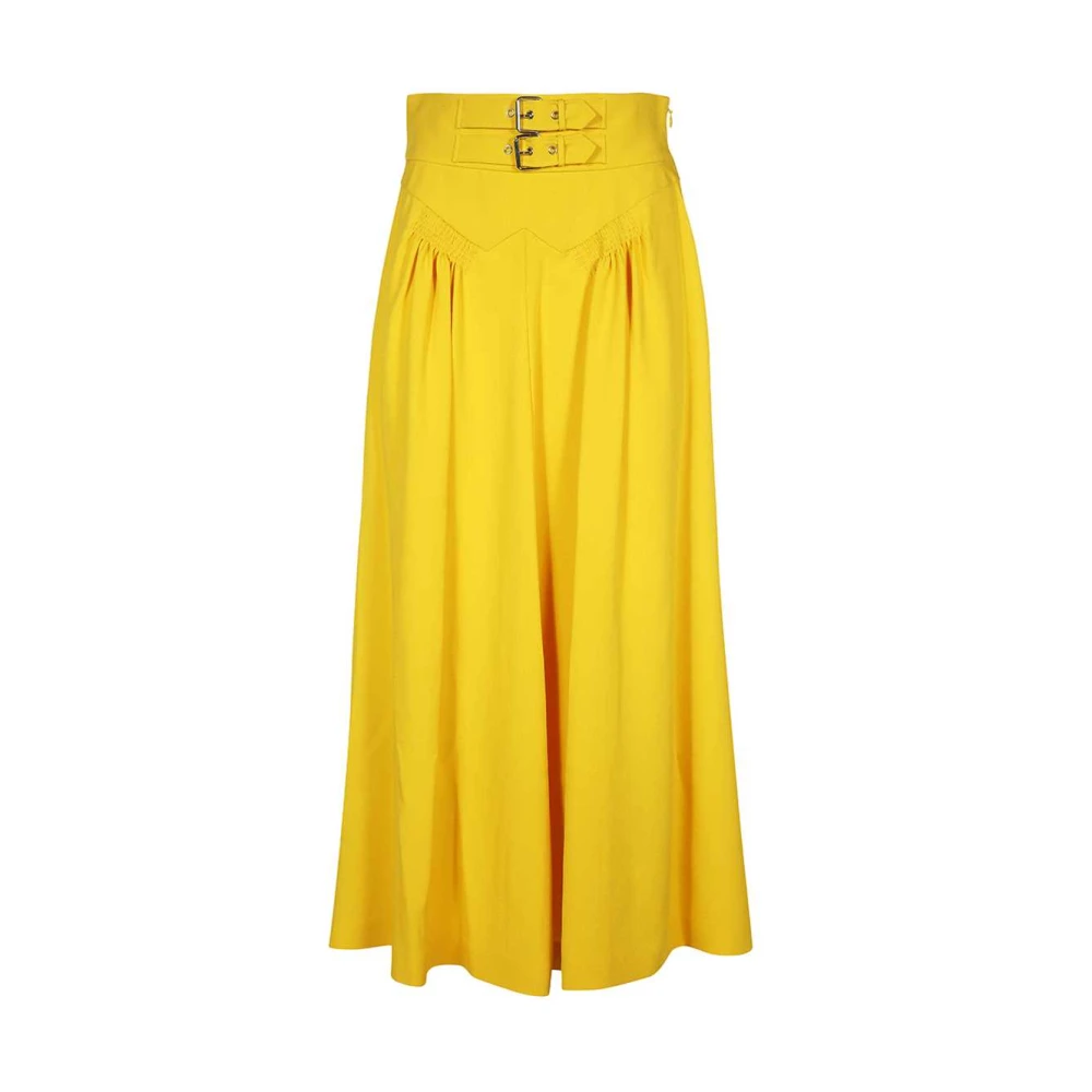 Moschino Geplooide Lange Rok met Tailleband Yellow Dames