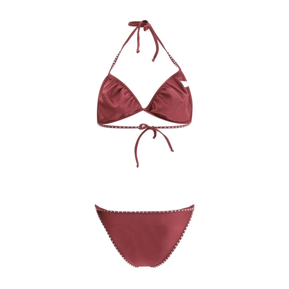 Oseree Sprankelende driehoekige top badpak met strass Red Dames