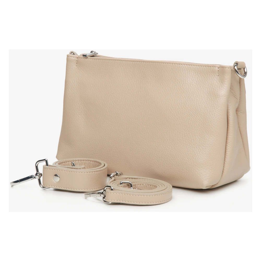 Estro Dames Beige Leren Crossbody Tas Er00115561 Beige Dames