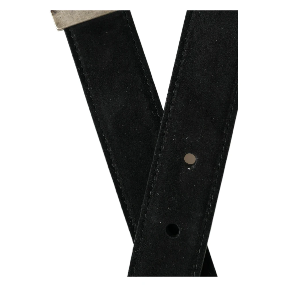 Dolce & Gabbana Elegante zwarte leren riem met metalen gesp Black Heren