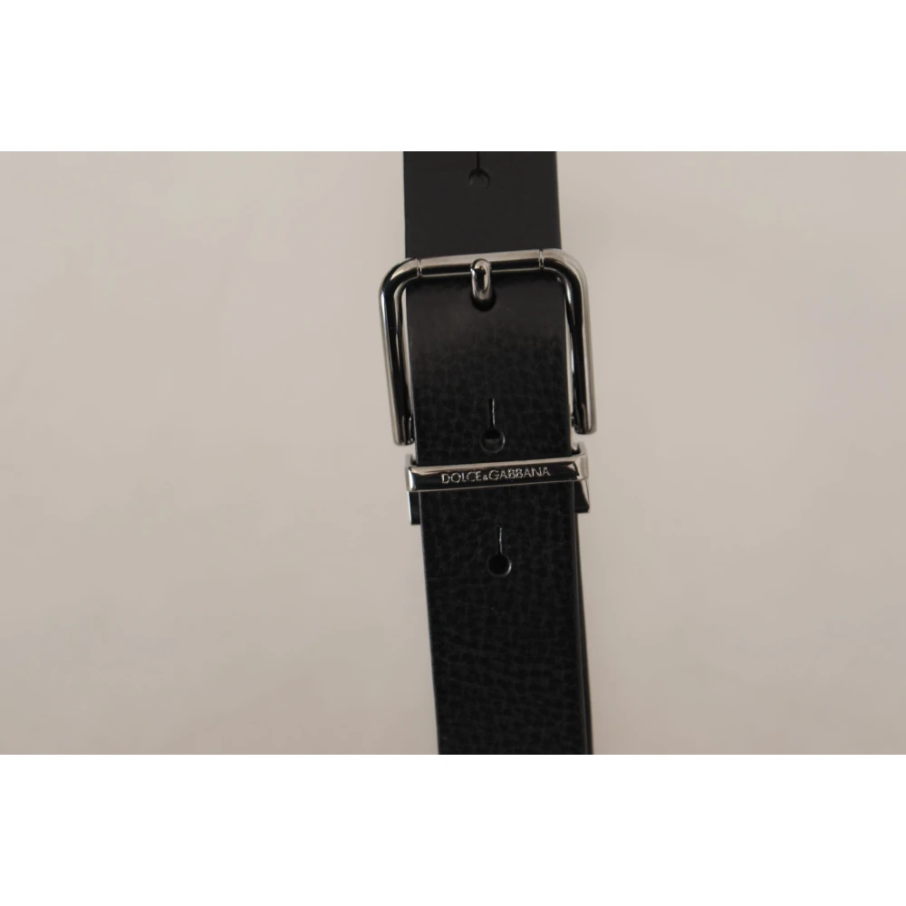 Dolce & Gabbana Elegante zwarte leren riem met metalen gesp Black Heren
