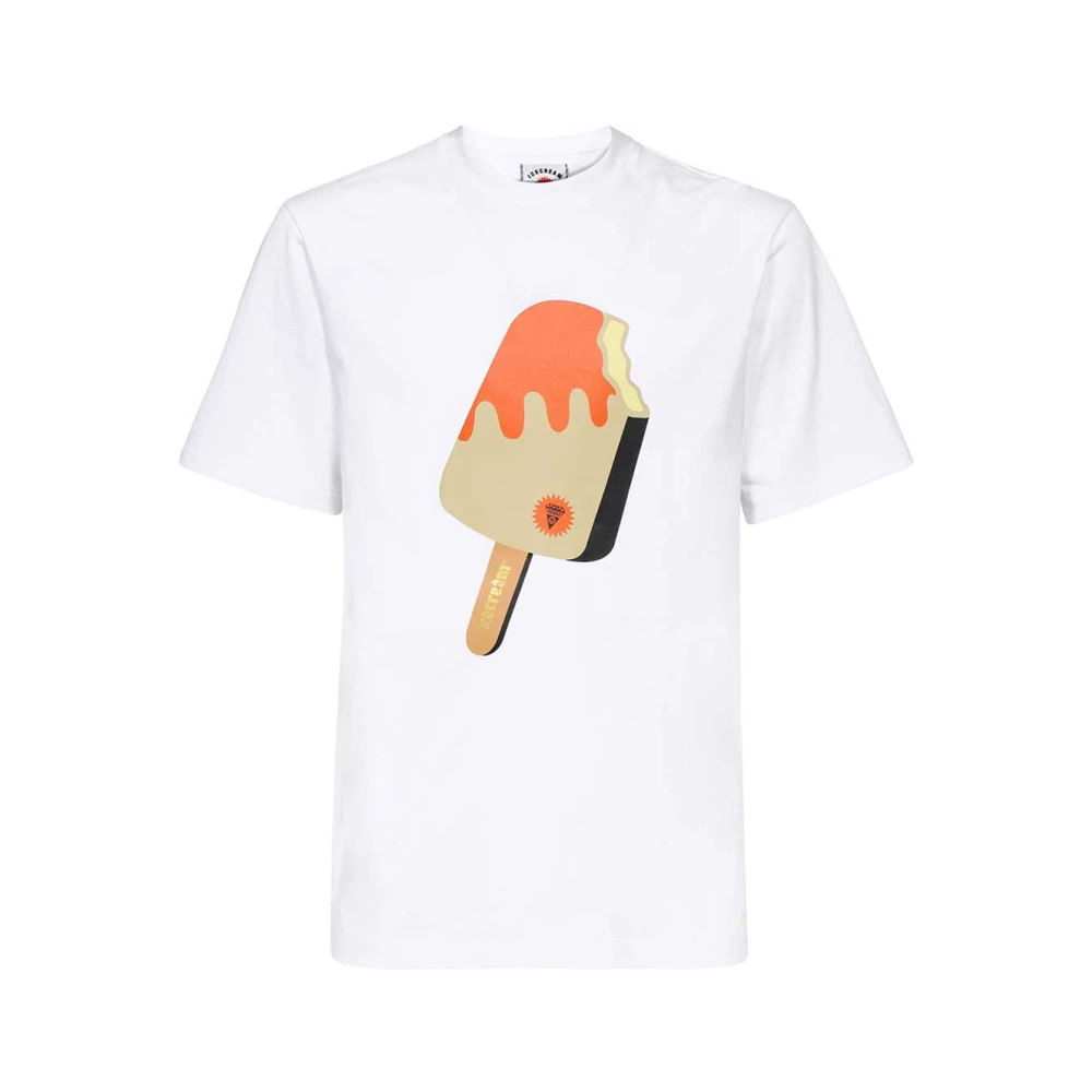 Icecream Katoenen T-shirt met Front Print White Heren