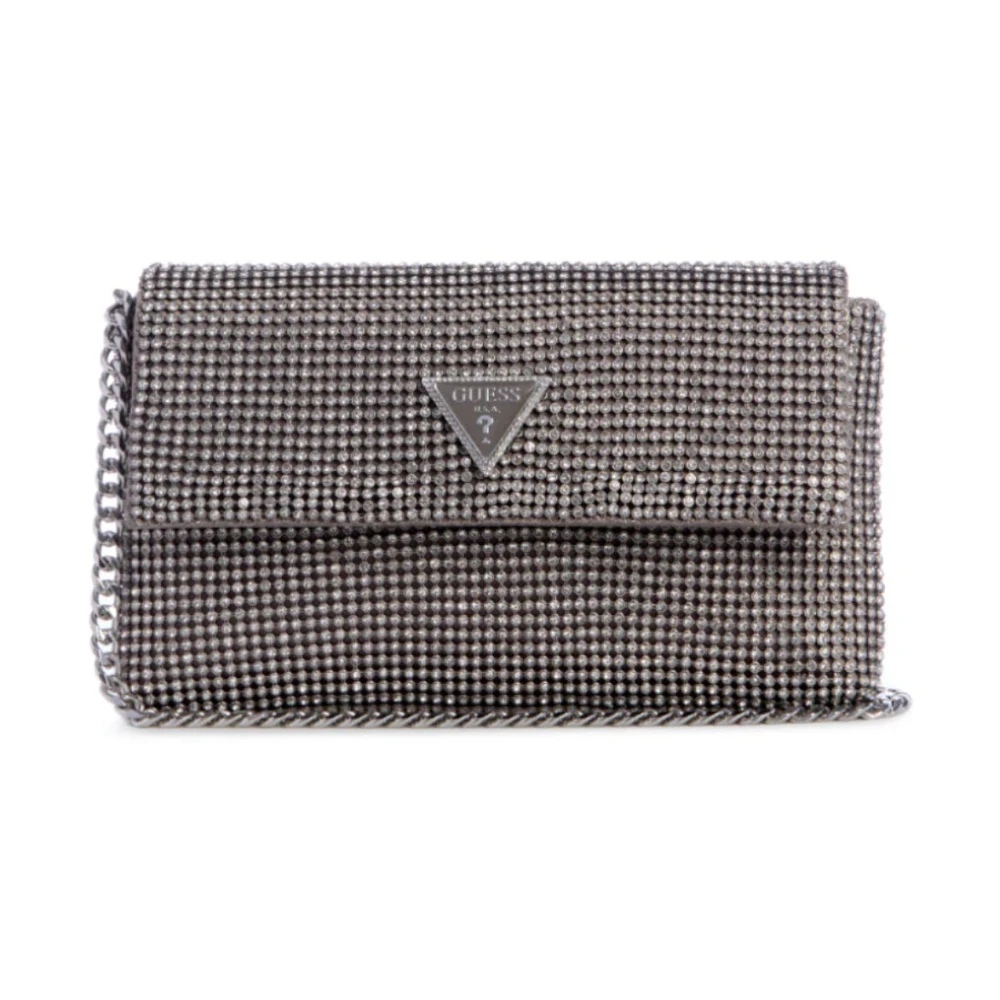 Guess Strass Ketting Mini Pochette met Logo Gray Dames
