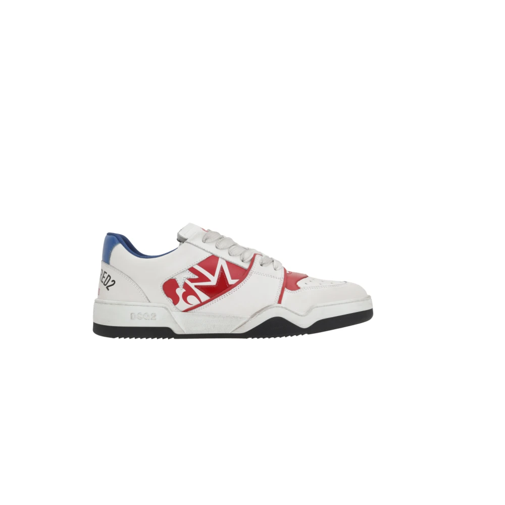 Dsquared2 Men's White Sneakers, 11 Uk, Low-Top Vintage Leather Trainers