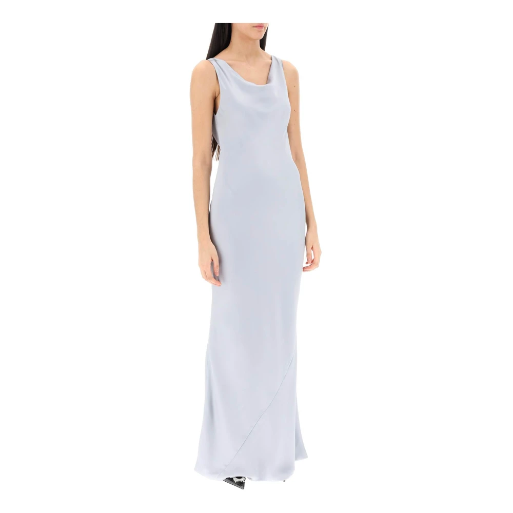 Norma Kamali Satin Cowl Neck Jurk Gray Dames