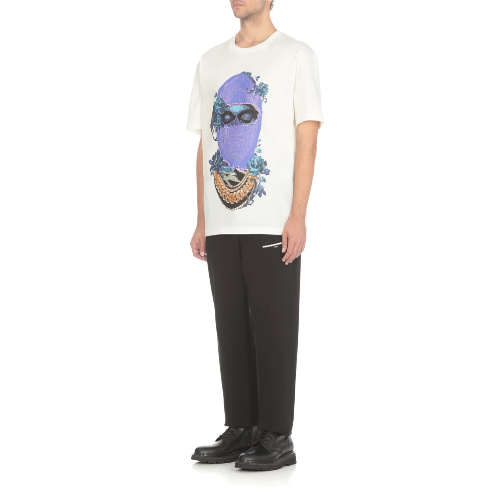 IH NOM UH NIT Witte Katoenen T-shirt met Zwart Rozenprint White Heren