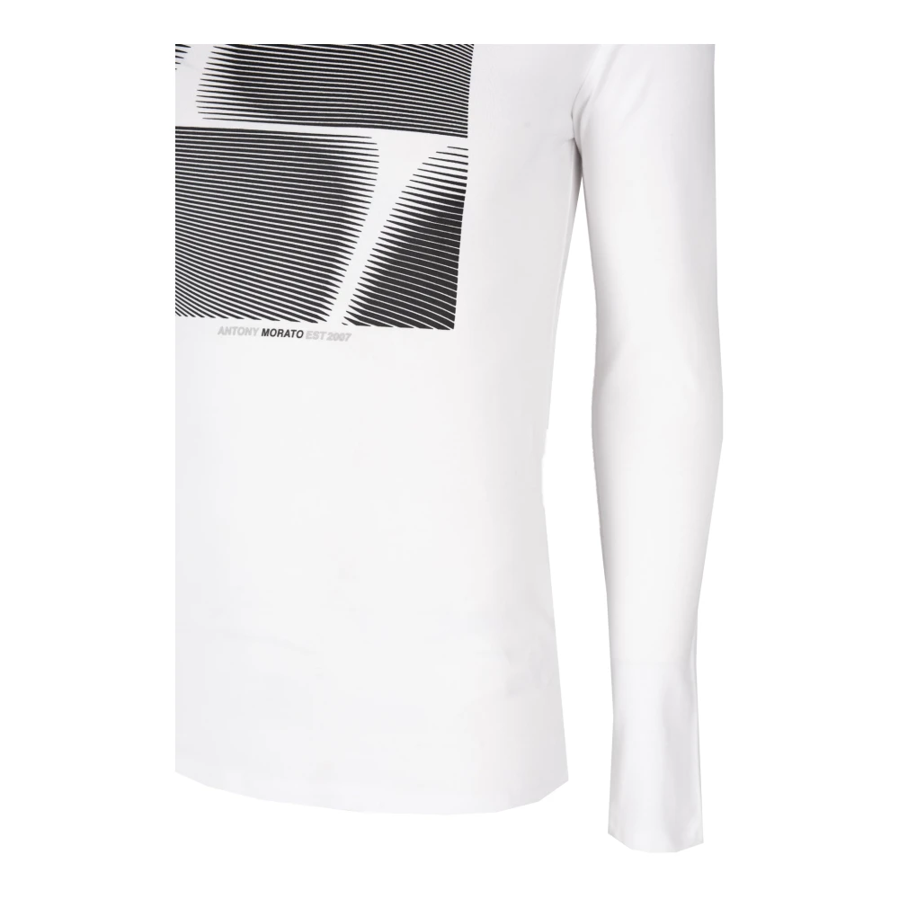 Antony Morato Klassieke Longsleeve met C-hals Print White Heren