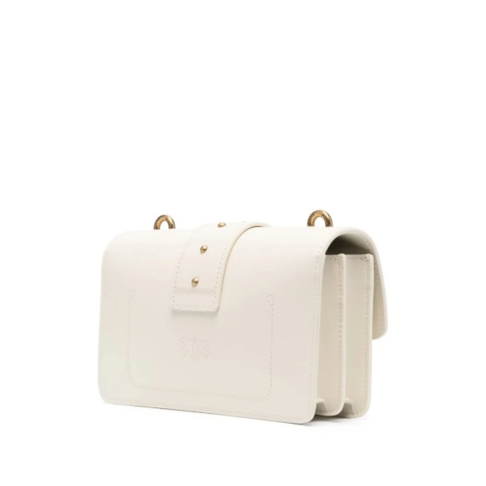 pinko Witte Leren Crossbody Tas met Logo White Dames