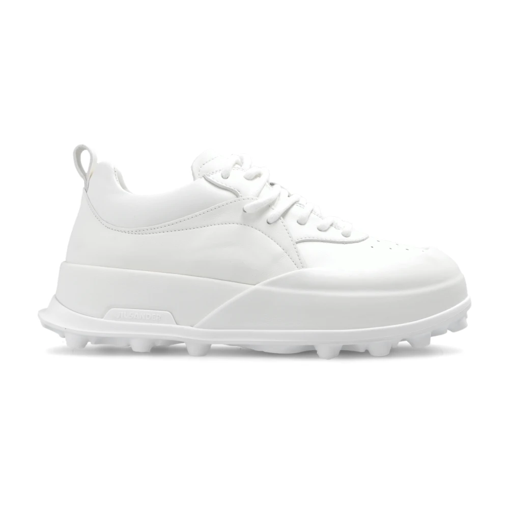 Jil Sander Women's White Leather Sneakers With Logo