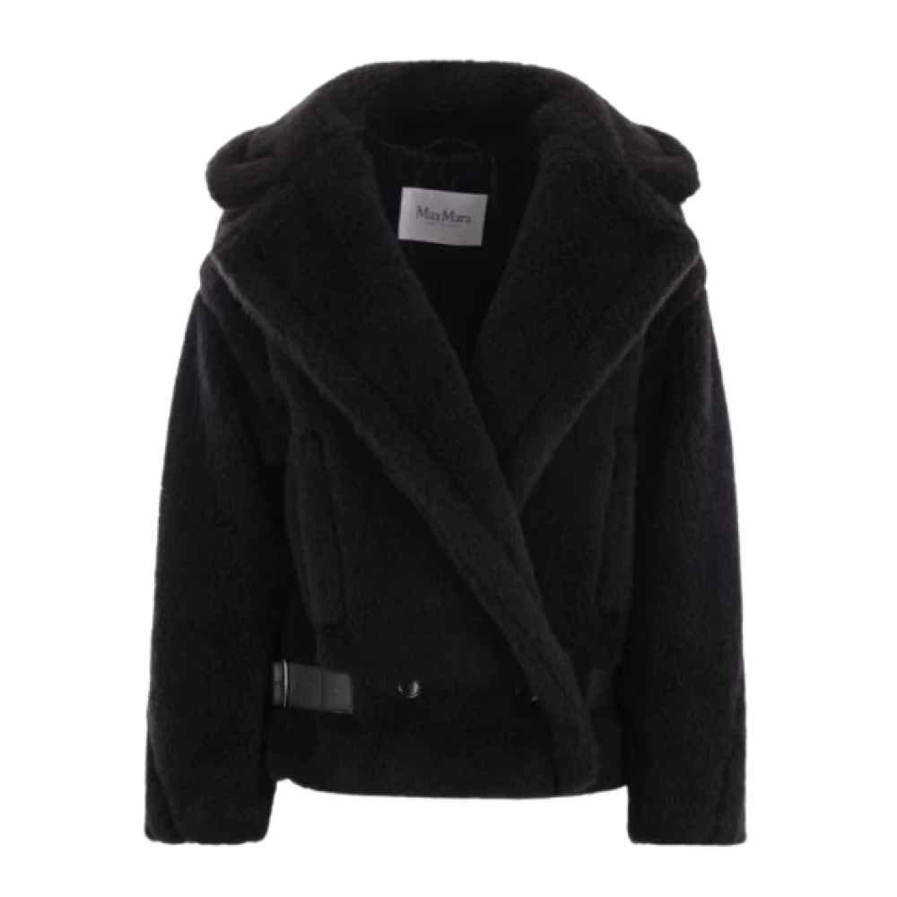 Max Mara Zwarte Teddy Biker Jas Black Dames