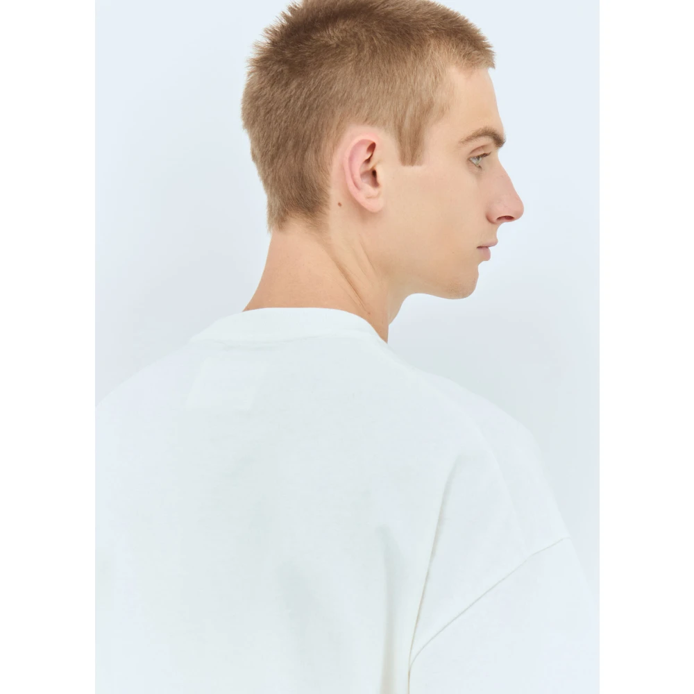 Jil Sander Katoenen Jersey Logo Print T-Shirt White Heren