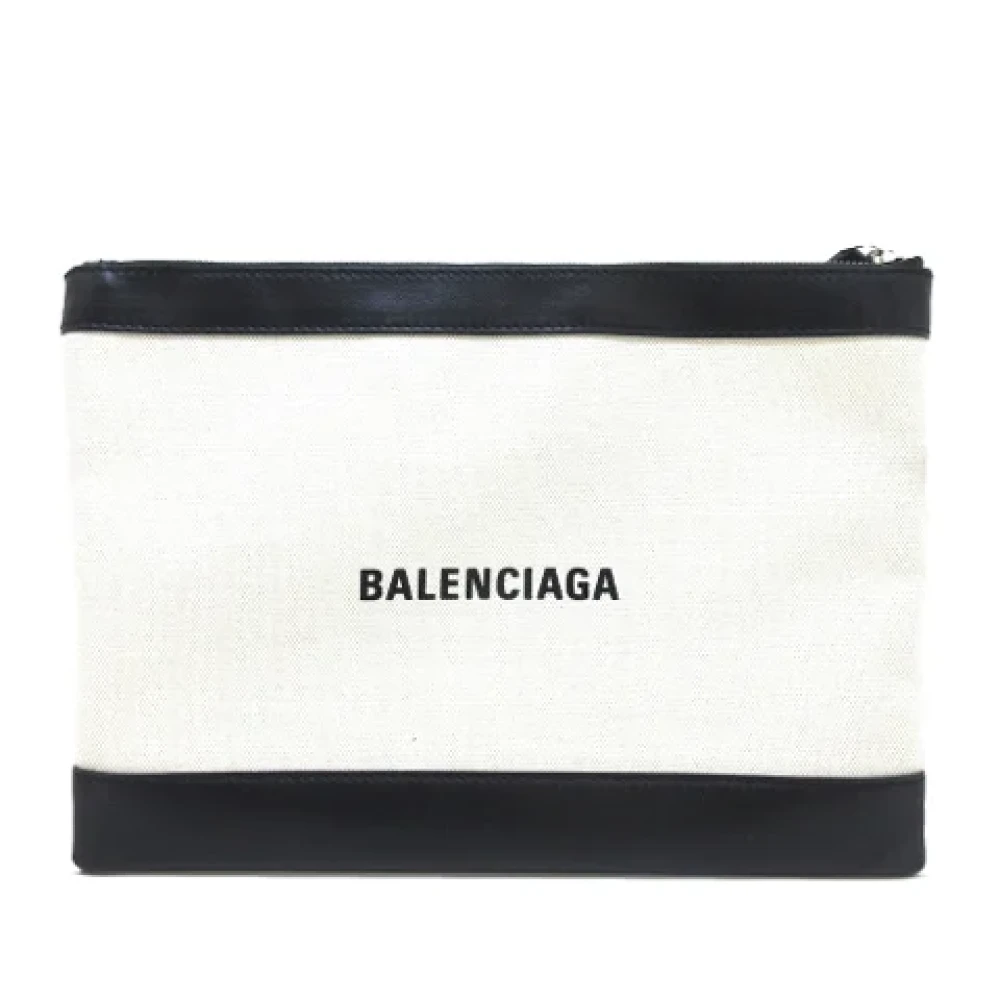 Balenciaga Vintage Pre-owned Canvas clutches Beige Dames