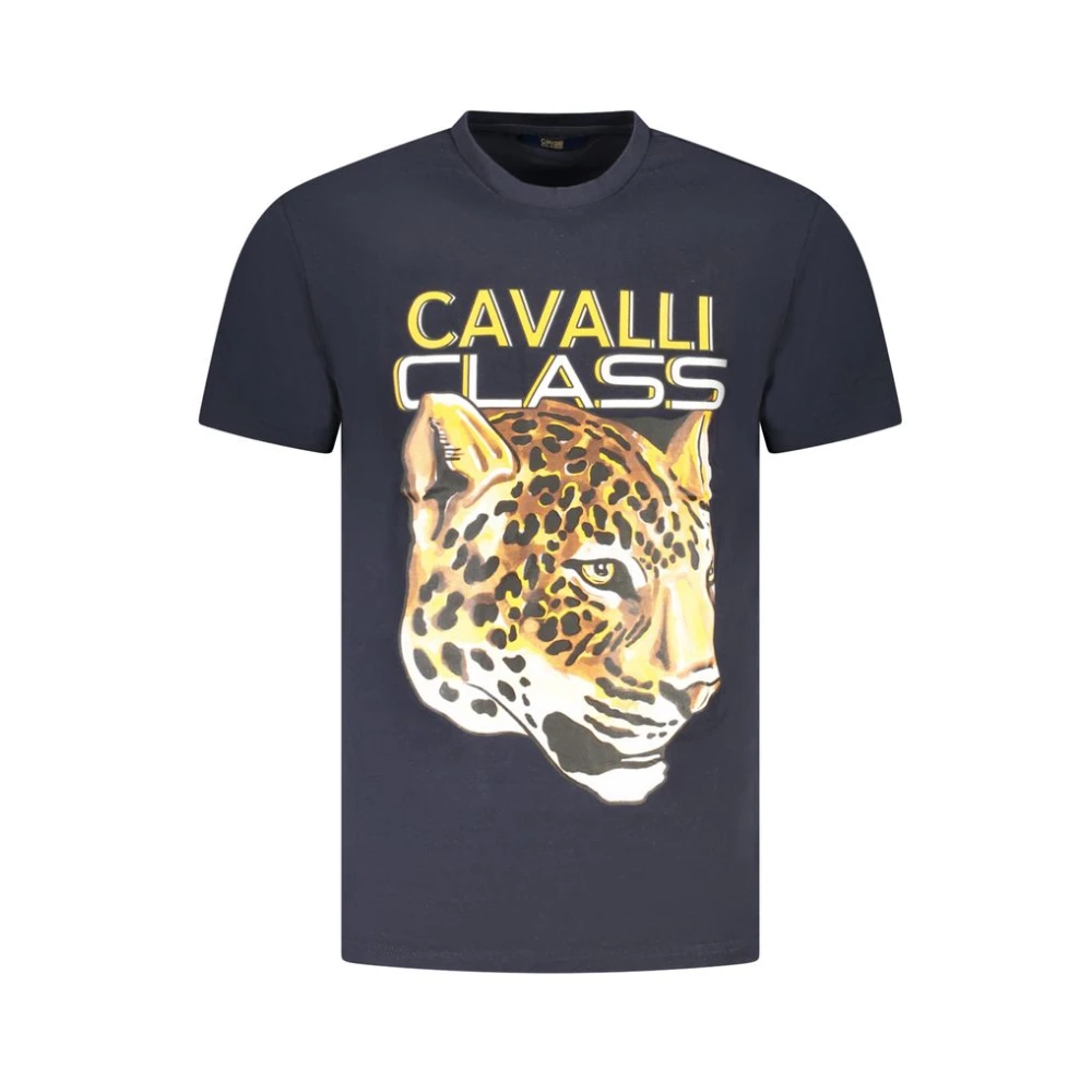 Cavalli Class Blue Cotton Men T-Shirt - Male - T-Shirts - Black - 2XL - Tops