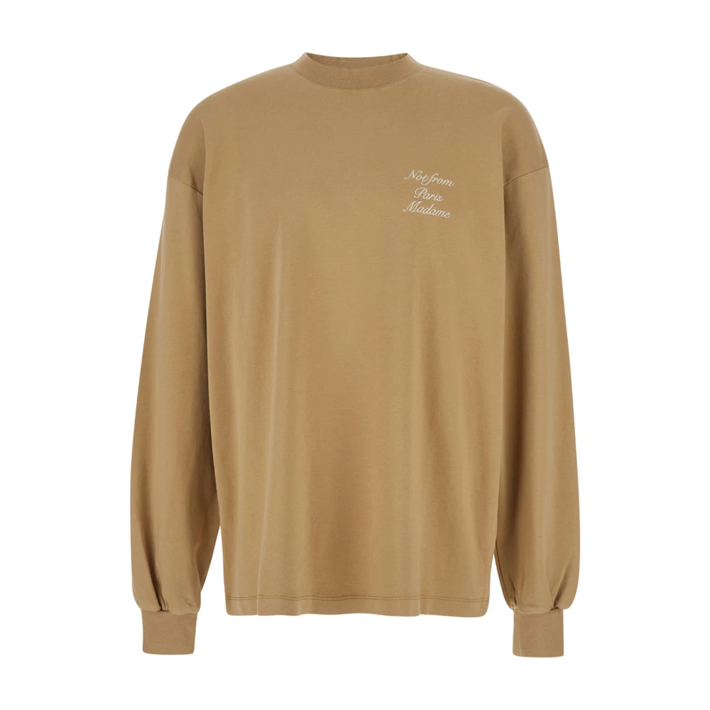 Drole de Monsieur Bruine Slogan Longsleeve T-shirt Brown Heren