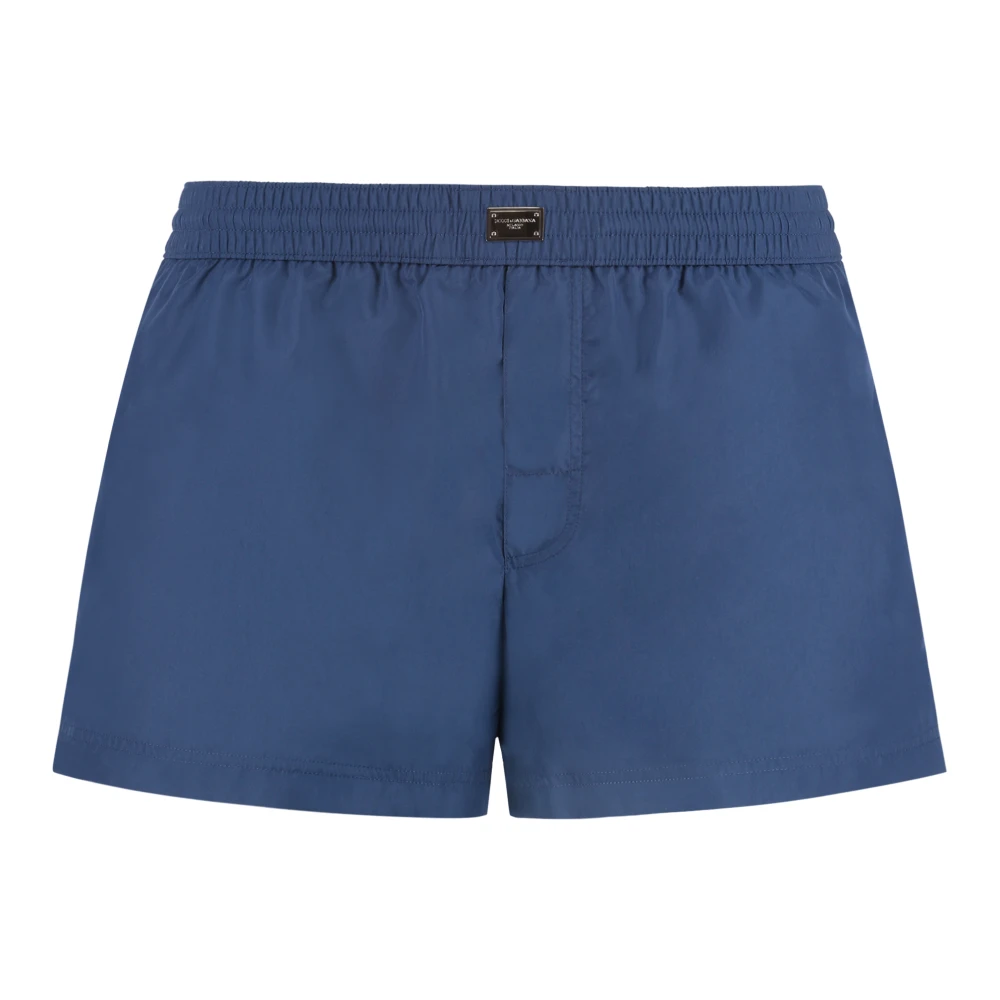 Dolce & Gabbana Sneldrogende Nylon Zwemshorts Blue Heren