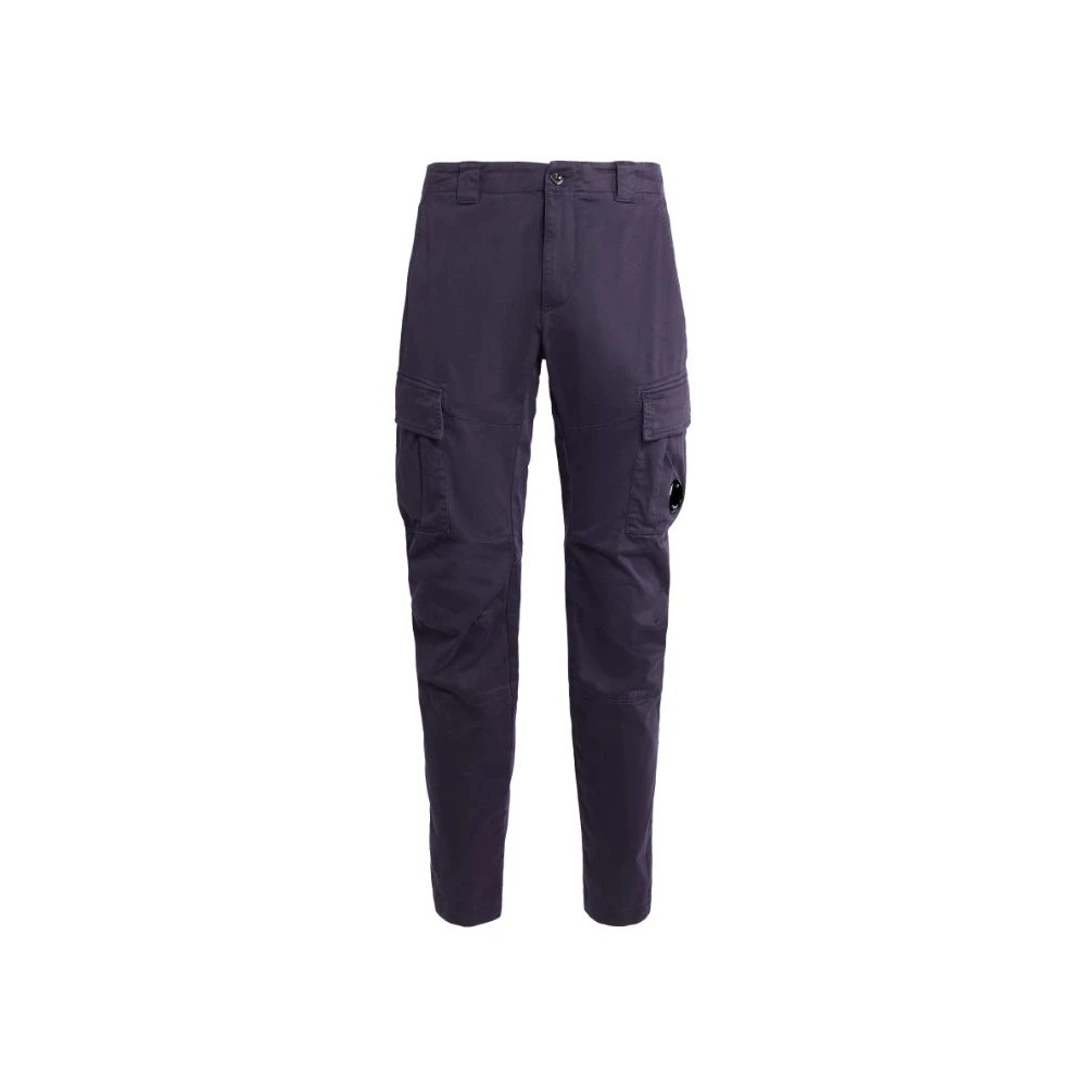 C.p. Company Men's Blue Slim-Fit Trousers, S, Stretch Satin Cargo Trousers