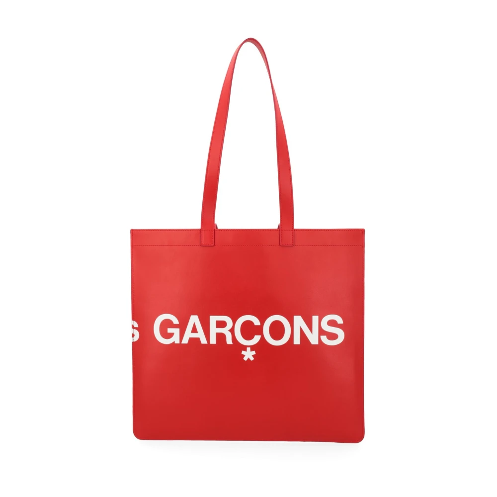 Comme des Garçons Rode Leren Huge Logo Shopper Red Dames
