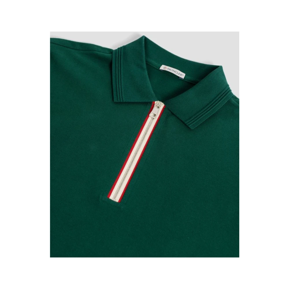Moncler Smaragdgroene Half-Zip Poloshirt Green Heren