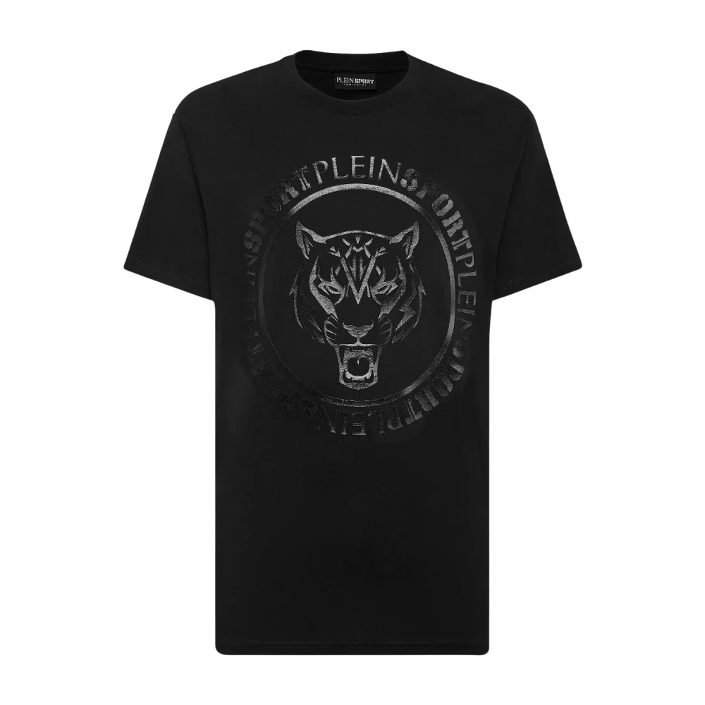 Plein Sport Zwarte Carbon Tiger T-shirt Black Heren