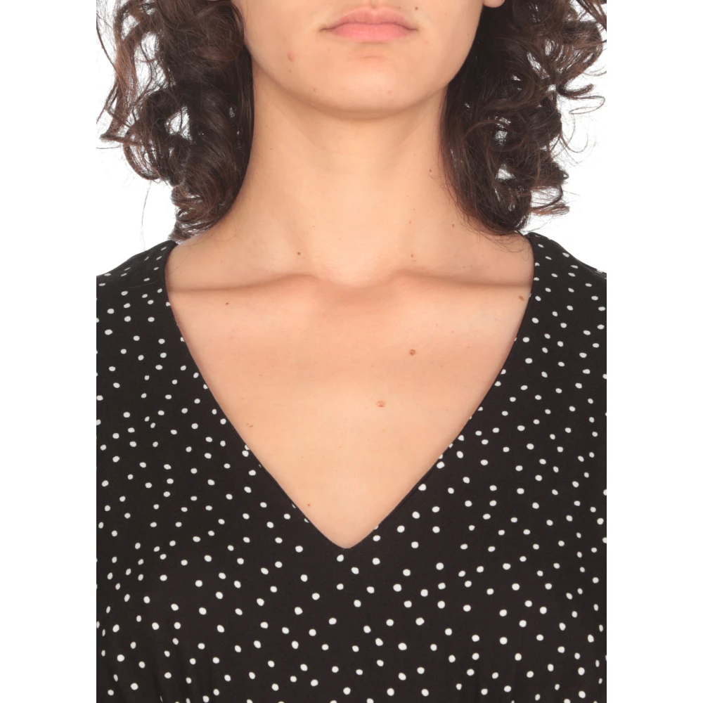 Mar De Margaritas Zwarte viscose jurk met polkadots Black Dames