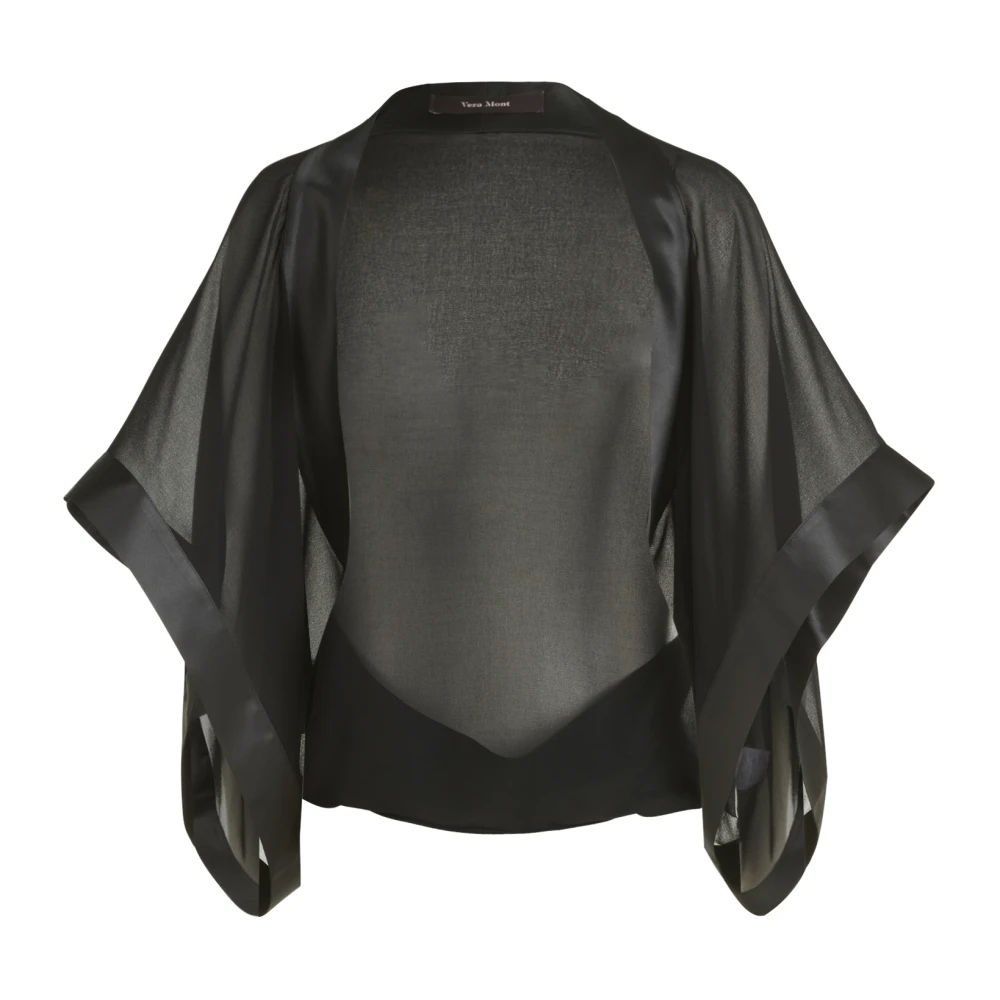 Vera Mont Elegante Chiffon Stola met 3 4 Mouwen Black Dames
