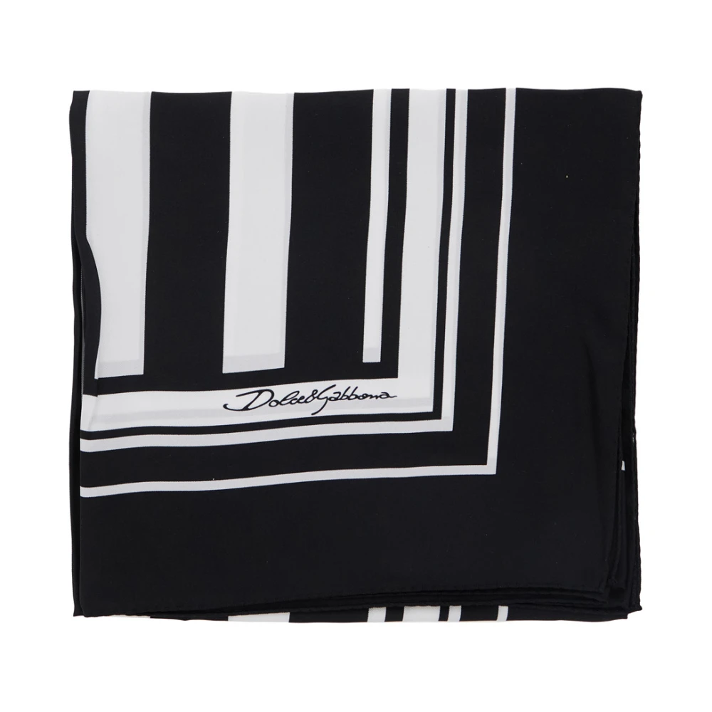 Dolce & Gabbana Gestreepte Logo Zijden Sjaal Black Heren