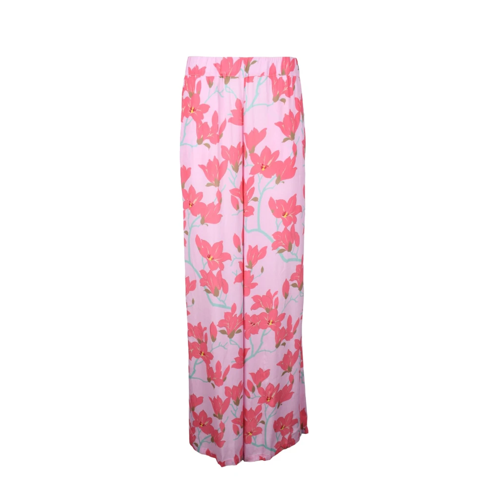 Semicouture Viscose Wijde Pijp Broek Pink Dames