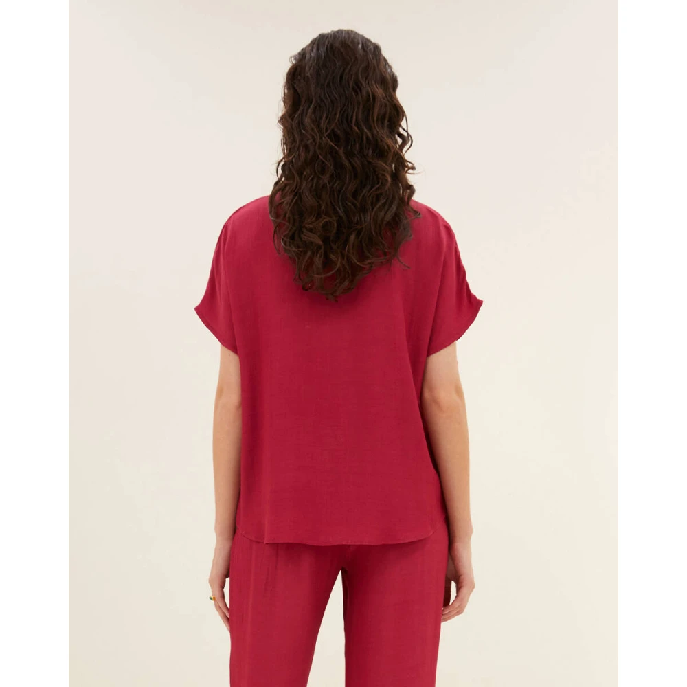 By-Bar Karly Viscose Blouse korte mouw Pink Dames