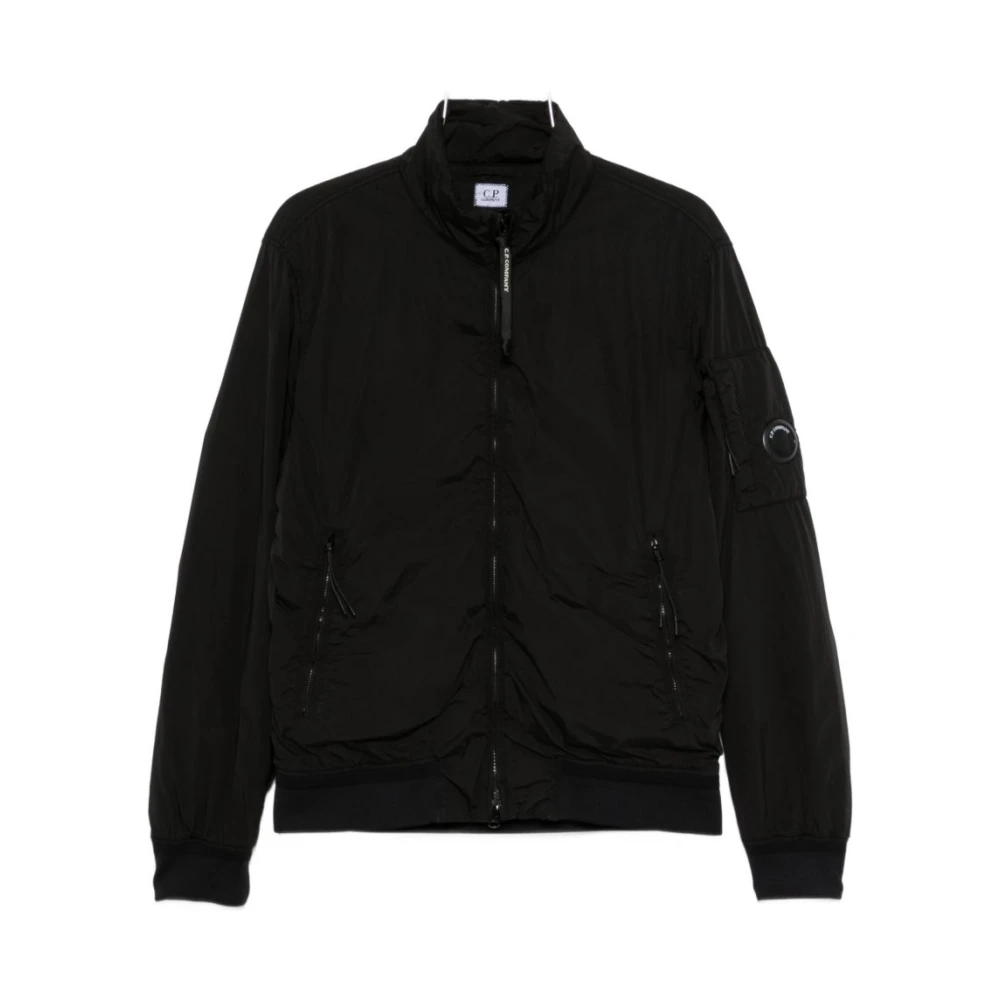 C.p. Company , Bomber Jackets, Male, Black, M, Lens Sleeve Bomber Jacket