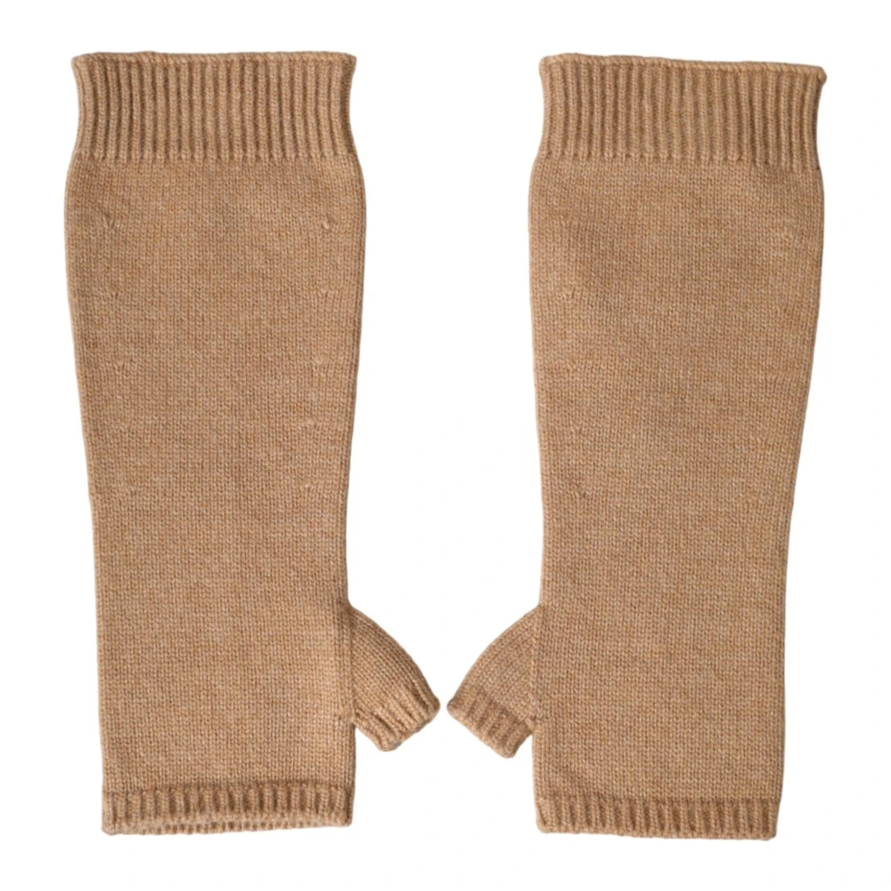 Dolce & Gabbana Bruine Cashmere Fingerloze Handschoenen Brown Dames