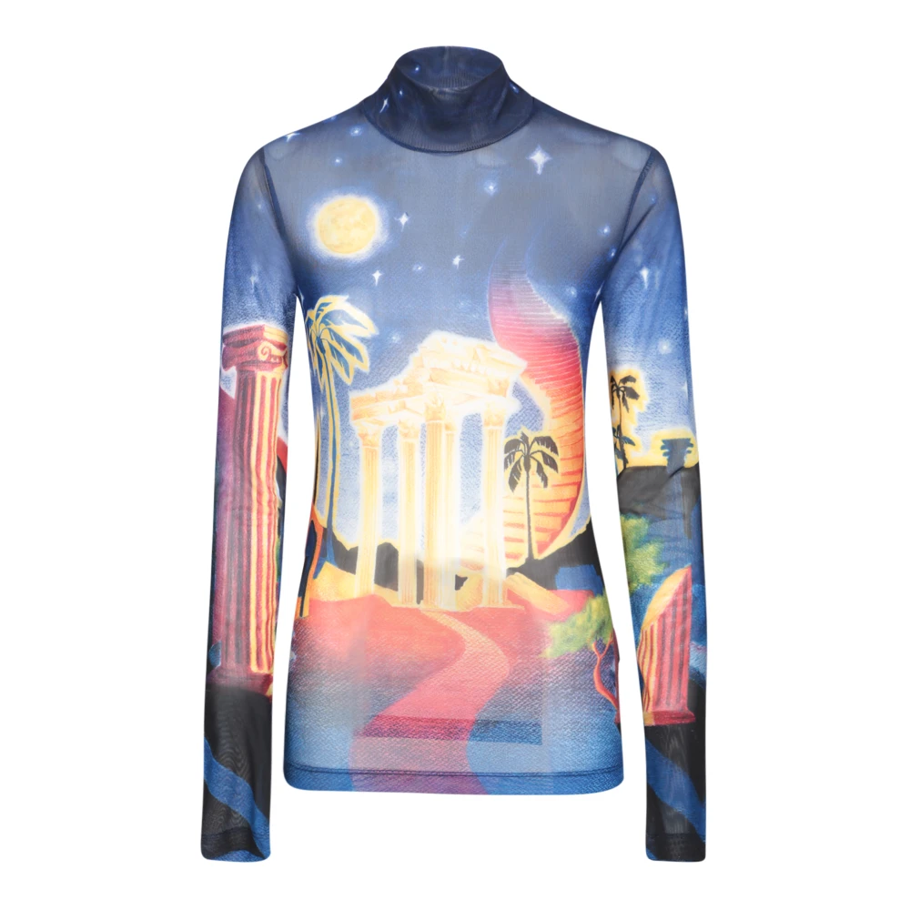 Casablanca Multicolor hoge hals lange mouw T-shirt Multicolor Dames