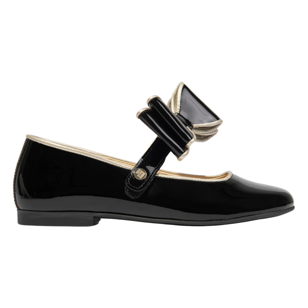 Andanines Girls Black Kids Ballerina Shoes, 27 Eu, Leather Mary Jane Bow Shoes