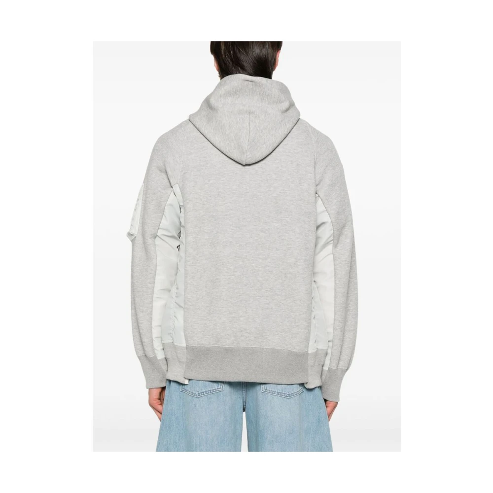 Sacai Lichtgrijze Hoodie met Ritszak Gray Heren