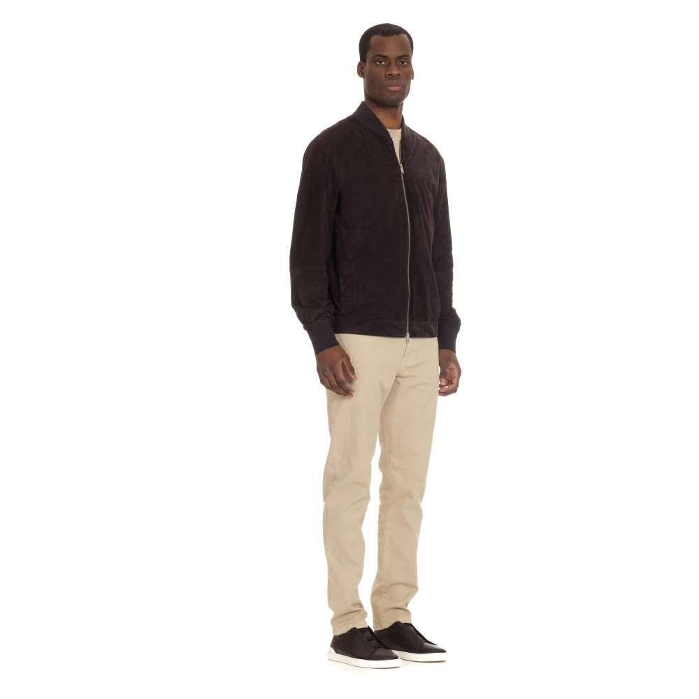 Ermenegildo Zegna Bruine Bomberjack met Gebreide Randen Brown Heren