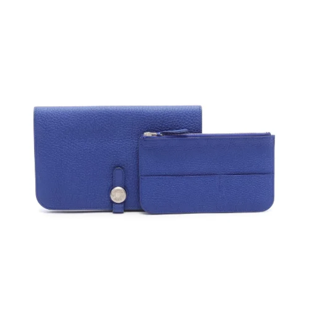 Hermès Vintage Pre-owned Leather wallets Blue Dames