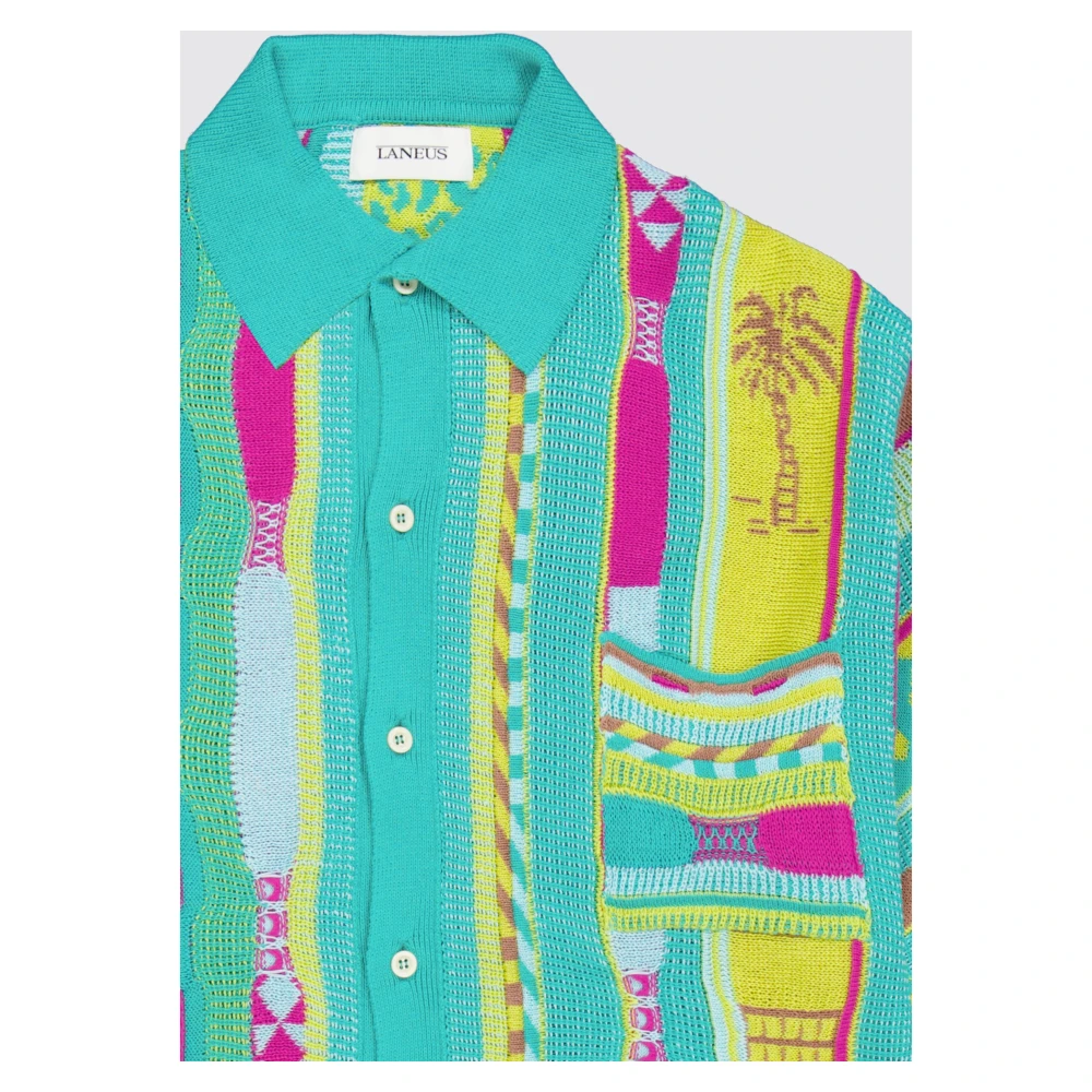 Laneus Multicolor Turquoise Jacquard Polo Shirt Multicolor Heren